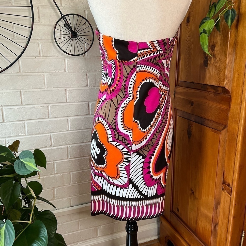 DAVID Meister printed mini slip dress pink size 8 EUC - Picture 6 of 12